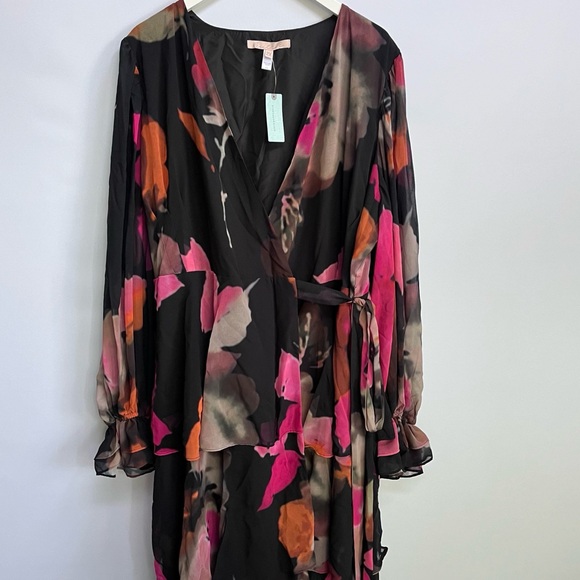 NWT Anthropologie Hutch Long-Sleeve V-Neck True Wrap Maxi Dress Floral 2X - Picture 11 of 17